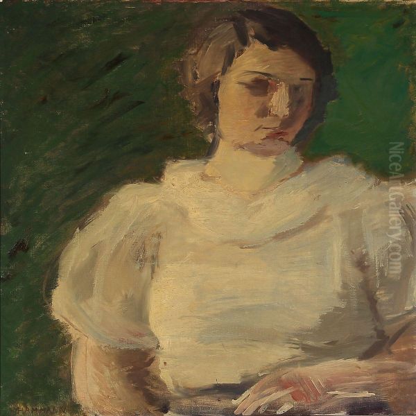 Portrait Of A Woman In A White Dress - view 1