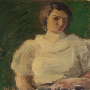 Portrait Of A Woman In A White Dress by Marius Hammann