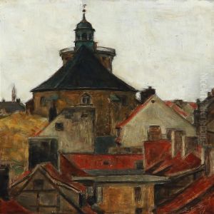 View Over Copenhagen Roof-tops, Including Rundetarn by Svend Hammershoi