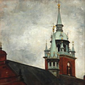 The Helligand Church Tower In Copenhagen by Svend Hammershoi