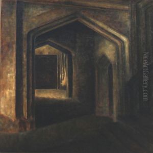 Magdalen Cloisters In Oxford by Svend Hammershoi