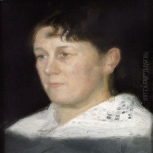 Portrait Head, Natural Size Of Mrs Vilhelmine Bramsen by Vilhelm Hammershoi