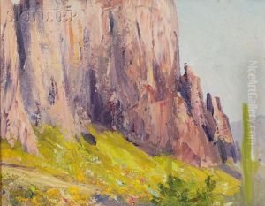Sonoran Desert View With Saguaro Cactus/an Arizona Landscape by Arthur J. Hammond