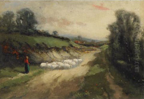 Shepherdess Returning With Sheep - view 1
