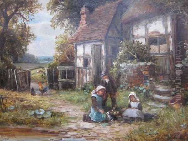 Children Feeding Rabbits - view 1