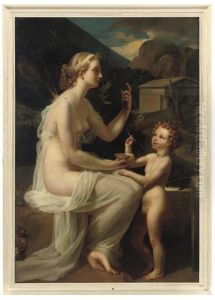 Nymphe Et Amour by Jean-Louis Hamon