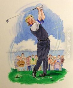 Caricaturing Greg Norman by Pierre Paul Hamon