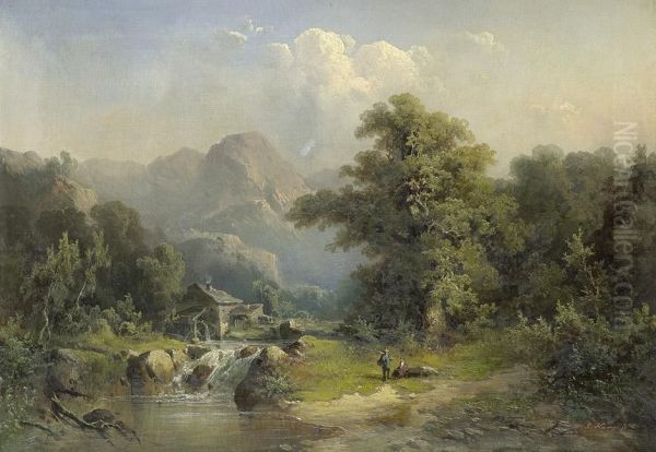 Idyllische Gebirgslandschaft Mit Wasserfall - view 1