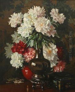 Still Life With Peonies by Carl Hampel