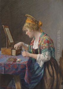 Girl From Thewachau At Her Toilette by Hans Hamza