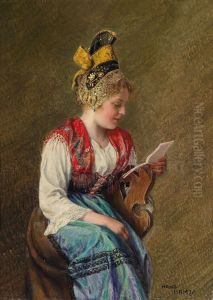 Ragazza Con Cuffietta In Oro by Hans Hamza