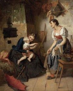 In Landlicher Stube - Der Besuch Aus Der Stadt by Johann Hamza