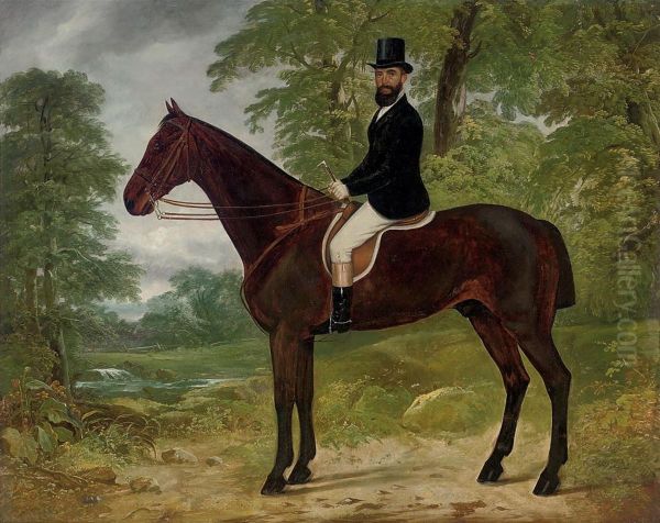 Portrait Of A Gentleman With His Hunter, In A Woodedlandscape - view 1