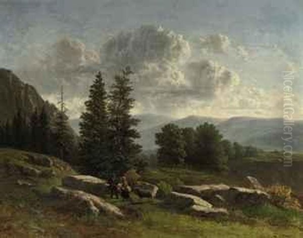 Travellers In Mountain Landscape - view 1