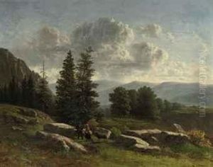 Travellers In Mountain Landscape by Louwrens Hanedoes