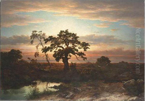 Tree In A Landscape At Dusk - view 1