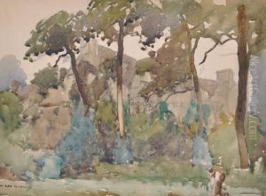 Gardener Beside A Country House by William Lee Hankey