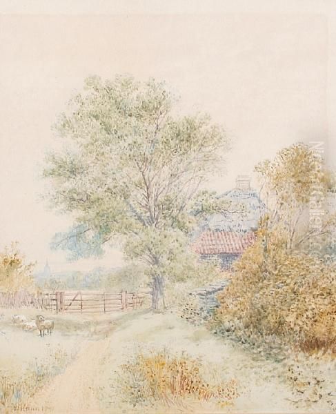 Country Landscape With Sheep - view 1