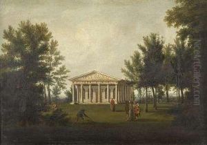 Elegant Figures Before A Classical Temple
