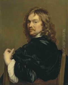Portrait Of The Artist, Half-length, In A Black Cloak, Leaning Onthe Back Of A Chair Signed, Indistinctly Inscribed And Dated 'effigies Adriani Hannemanabeeden Depicta,