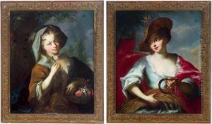 Ritratto Di Giovane Donna Che Regge In Mano Una Rosa by Maximilian Joseph Hannl