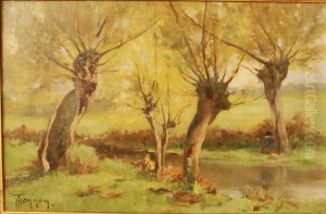 Pecheur Sous Les Saulestetards by Theodore Hannon