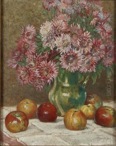 Nature Morte Aux Pommes Et Fleurs by Theodore Hannon