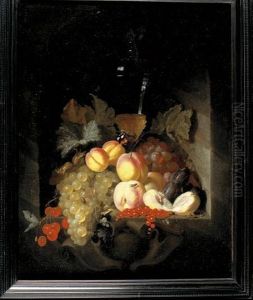 Nature Morte Aux Peches, Raisins Et Cerises Dans Une Niche