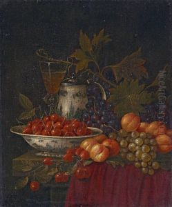 Fruchtestillleben Mit Schale, Krug Und Glas. by Johannes Hannot