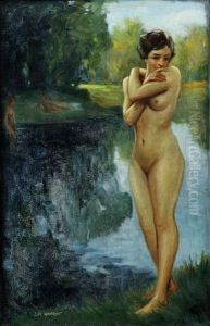 Stojaci Zensky Akt V Prirode by Jules Armand Hanriot