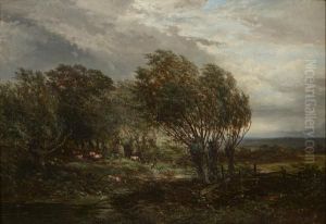 A Pastoral Landscape With Cattle Grazing Beside A Stream A Pastoral Landscape With Cattle Grazing Beside A Stream