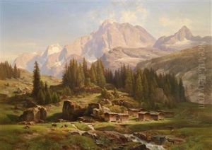 Landscape In The Alps by Anton Hansch
