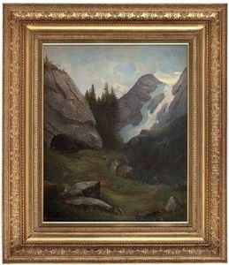 Wanderer In Hochalpiner Landschaft by Anton Hansch