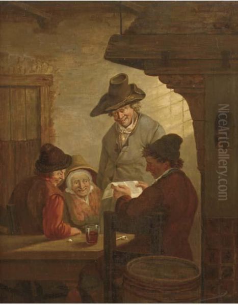 An Interior With A Peasant Reading To Three Listeners - view 1