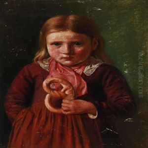 Girl With A Pretzel by Constantin Hansen