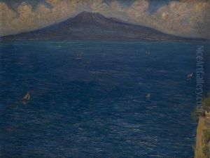 Veduta Della Baia Di Napoli Con Il Vesuvio by Hans Andersen Hansen