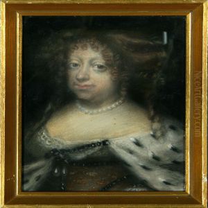 A Portrait Of Queen Sofie Amalie Of Denmark by Hans Christian Hansen