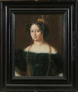 Portrait Of Dronning Caroline Amalie by Hans Christian Hansen