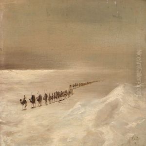 Caravan In The Desert by Hans Nikolaj Hansen