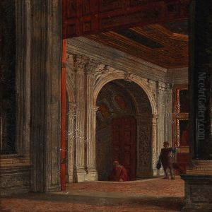 Palace Interior From Venice In Italy by Heinrich Hansen
