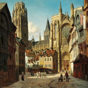 View Of The Roman Catholic Gothic Cathedral Notre Dame In Rouen by Heinrich Hansen