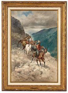 Horse Drive On A Mountain Trail by Herman Wendleborg Hansen