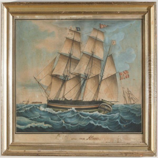 The Barque Maria Of Altona, In The Background Helgoland Island - view 1