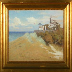 Coastel Scenery With House At The Shore by Jakob Hansen