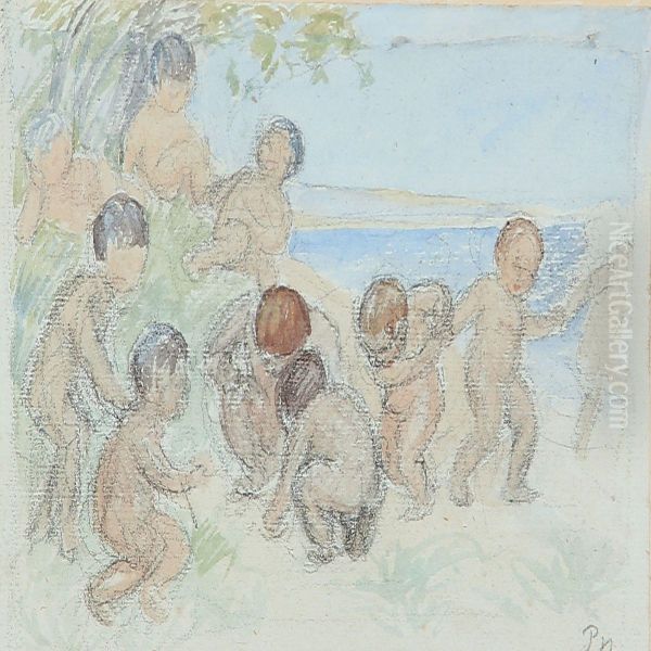 Playing Children On A Beach - view 1