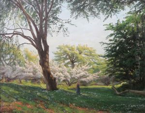 Park Med Gaende Kvinna by Sigvard Hansen