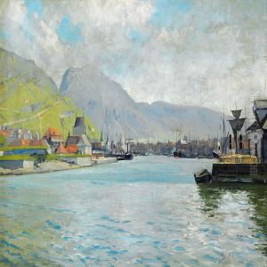Harbour Scene From Bergen by Sigvard Hansen