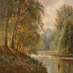 Stream In An Autunm Forest by Niels Hansen-Jacobsen