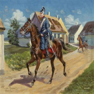 Dragoons On Horseback by Karl Frederik Hansen-Reistrup