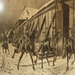 Dragoons On Their Way To Bivouac by Karl Frederik Hansen-Reistrup